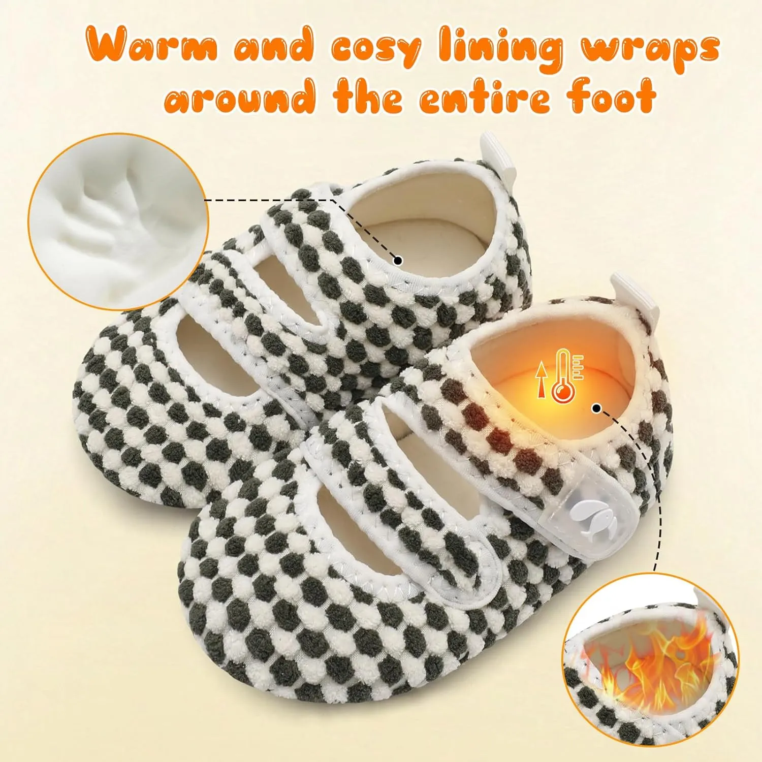 FEETCITY Toddler House Slippers - Boys & Girls Winter Kids Indoor Home Shoes - Warm Socks