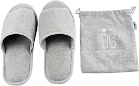 Foldable Portable Slippers Washable Open Toe Towelling Slippers with Storage Bag for Spa Travel Hotel/Home Guest 34-43