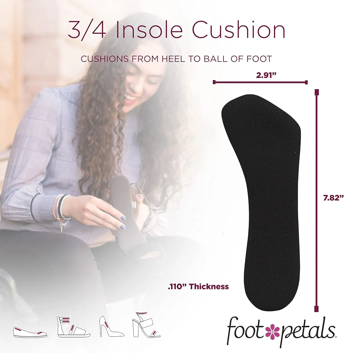 Foot Petals Womens  Insole Comfort Cushion