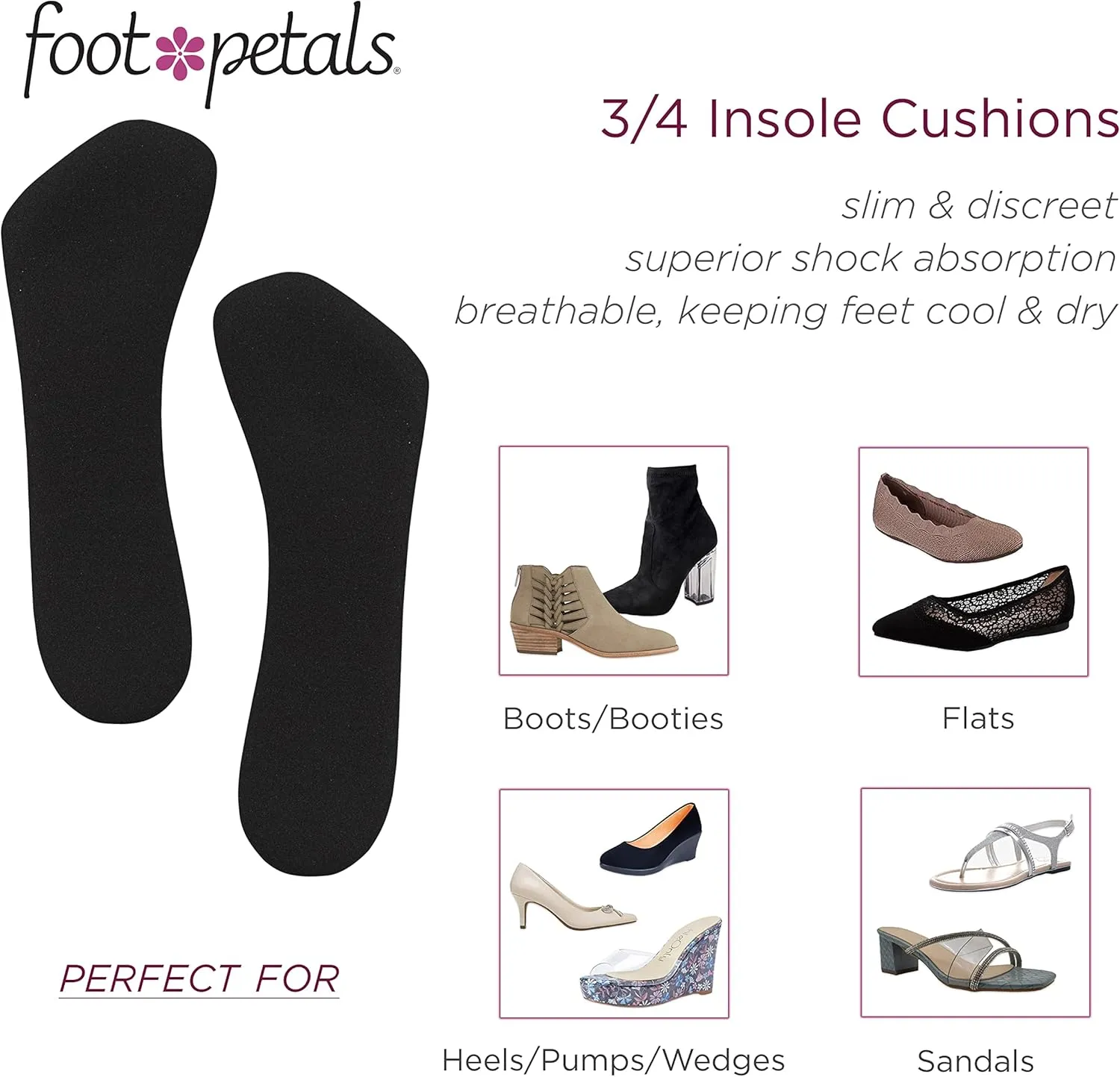 Foot Petals Womens  Insole Comfort Cushion
