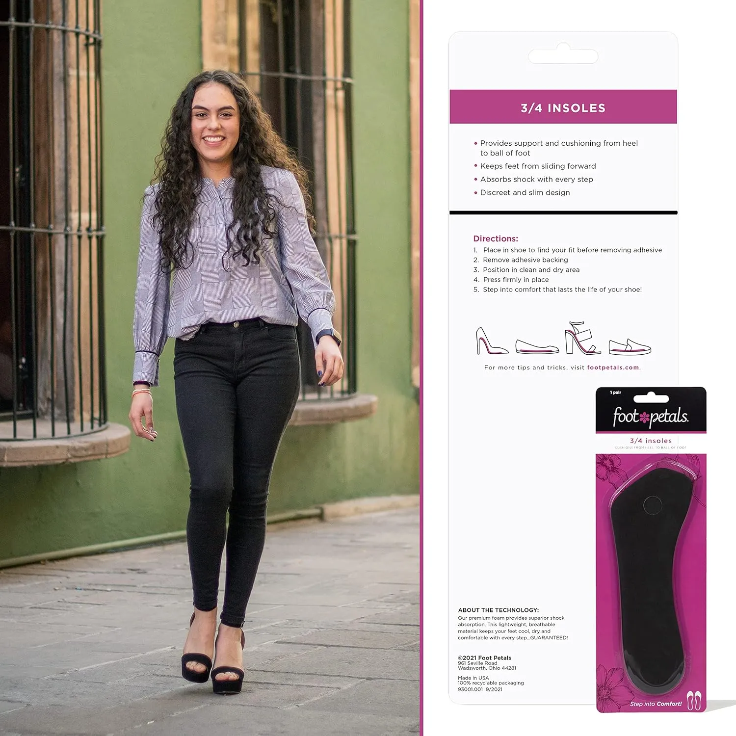 Foot Petals Womens  Insole Comfort Cushion
