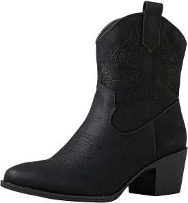 GLOBALWIN Women's The Western Wear Fashion Cowboy Cowgirl Free Birds Country Concert Disco Outfits Low Heel Walking Boots For Ladies