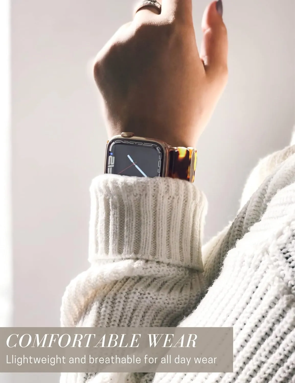 Heesch Tortoise Stretchy Watch Band Compatible with Apple Watch Serise Ultra/SE/8/7/6/5/4/3/2/1, Resin Cute Watch Strap Wristband for iWatch Bracelet for Women Men Girls, 38/40/41mm, 42/44/45/46/49mm, Oval Version