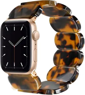 Heesch Tortoise Stretchy Watch Band Compatible with Apple Watch Serise Ultra/SE/8/7/6/5/4/3/2/1, Resin Cute Watch Strap Wristband for iWatch Bracelet for Women Men Girls, 38/40/41mm, 42/44/45/46/49mm, Oval Version