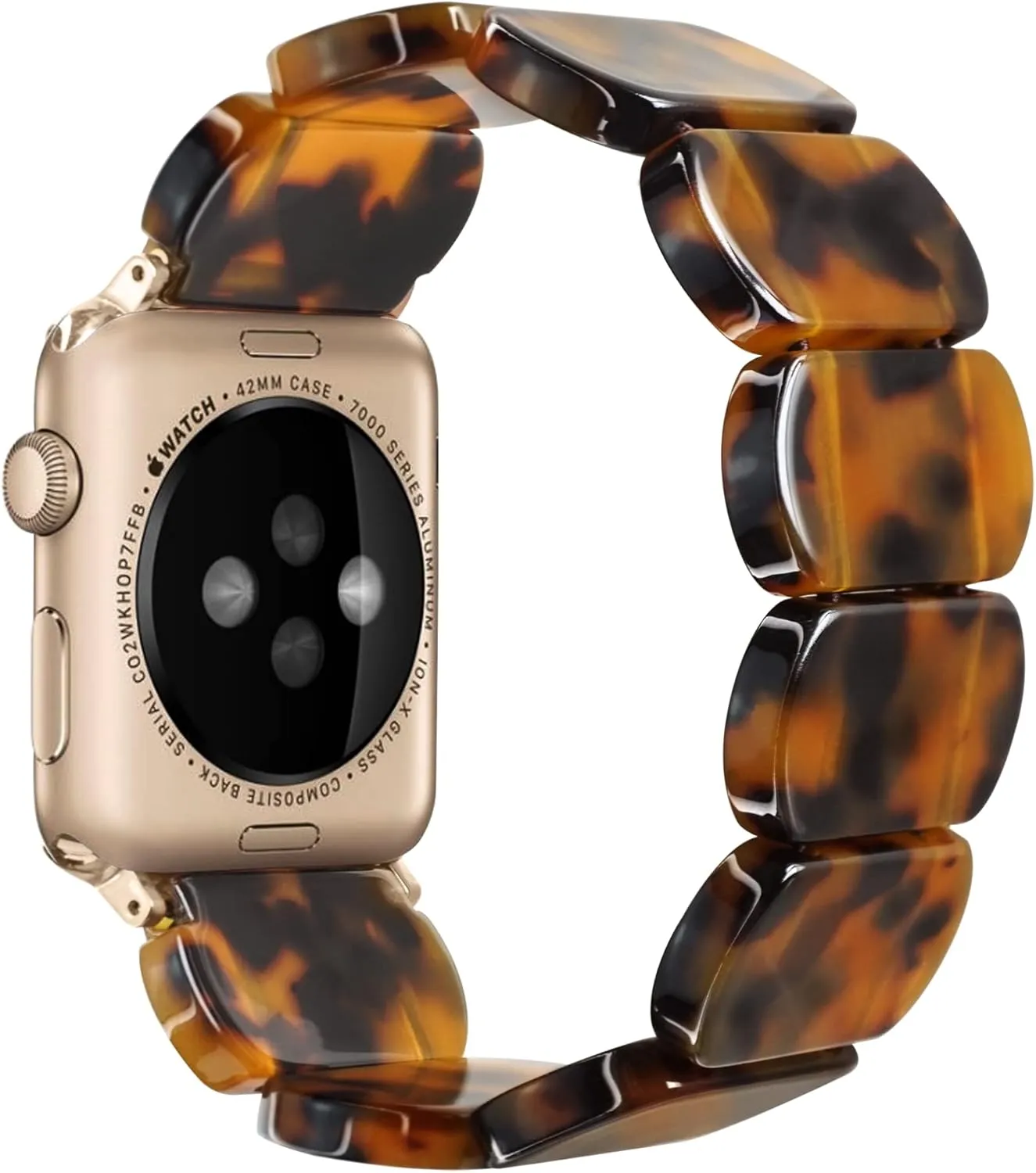 Heesch Tortoise Stretchy Watch Band Compatible with Apple Watch Serise Ultra/SE/8/7/6/5/4/3/2/1, Resin Cute Watch Strap Wristband for iWatch Bracelet for Women Men Girls, 38/40/41mm, 42/44/45/46/49mm, Oval Version