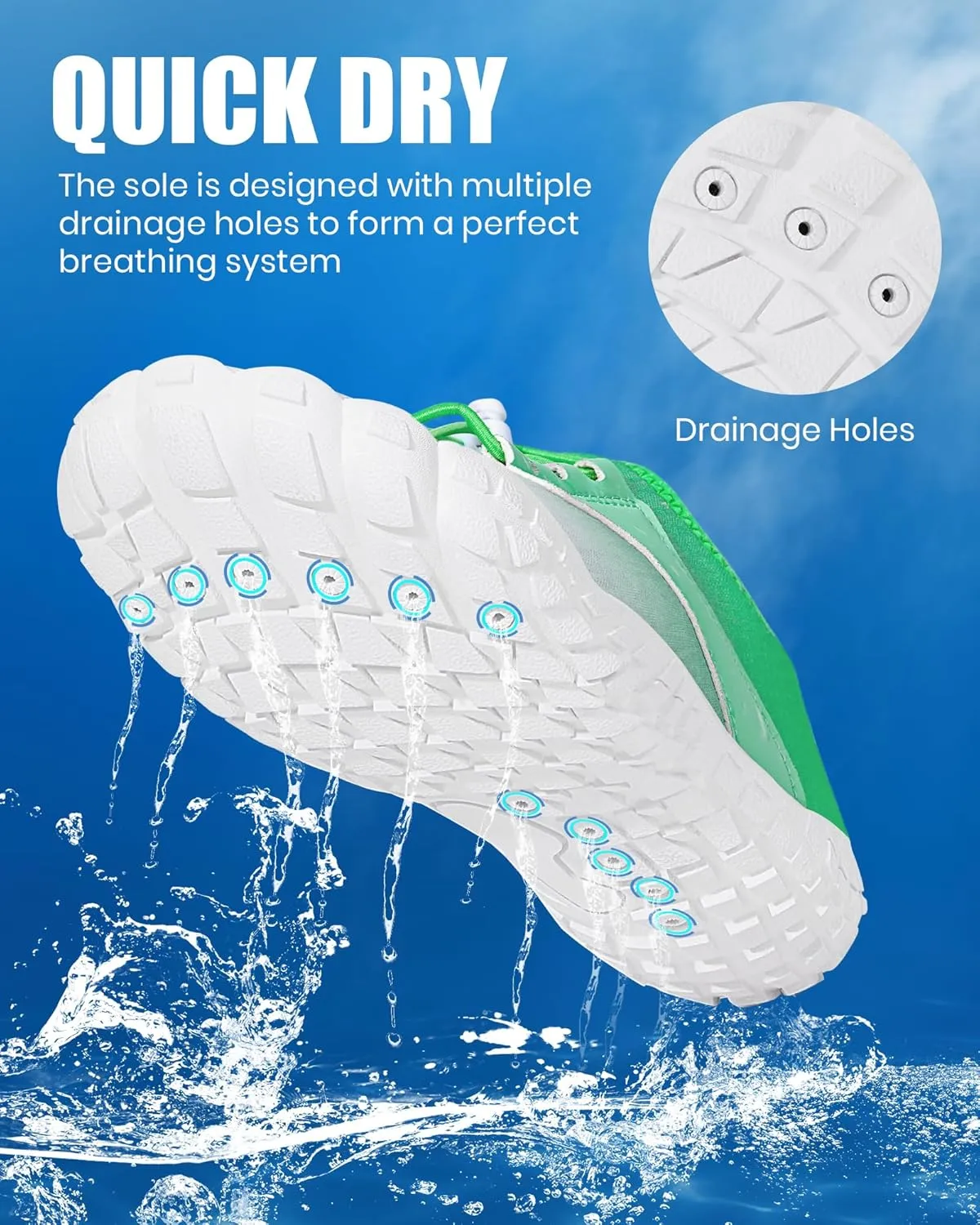Hike Barefoot Water Shoes Women Men, Newly Water-Drops Pattern Pro Minimalist Shoe Quick Dry Wide Toe Breathable & Non-Slip for Hiking Beach Aqua Surf Swim