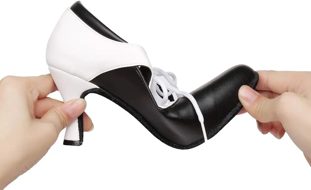 HIPPOSEUS Women's Lace up Latin Dance Shoes Closed Toe Ballroom Salsa Dance Practice Shoes,Model L416