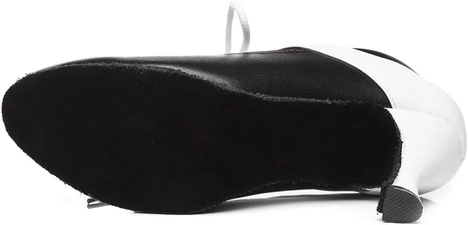HIPPOSEUS Women's Lace up Latin Dance Shoes Closed Toe Ballroom Salsa Dance Practice Shoes,Model L416