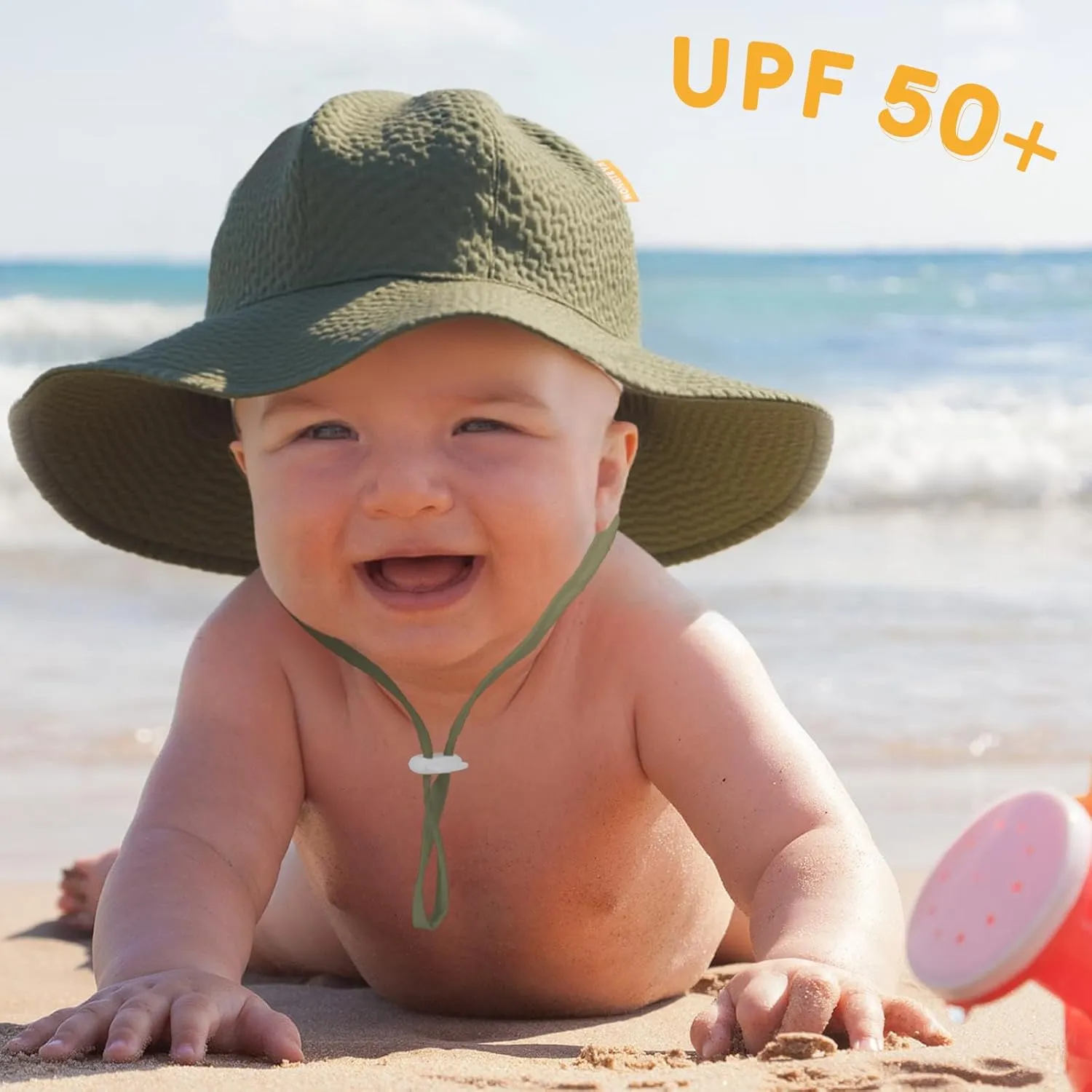 HONGTEYA Baby Sun Hat Toddler Girl Beach Hat Adjustable Outdoor Summer Hat UPF 50  Sun Protection Wide Brim Infant Kids