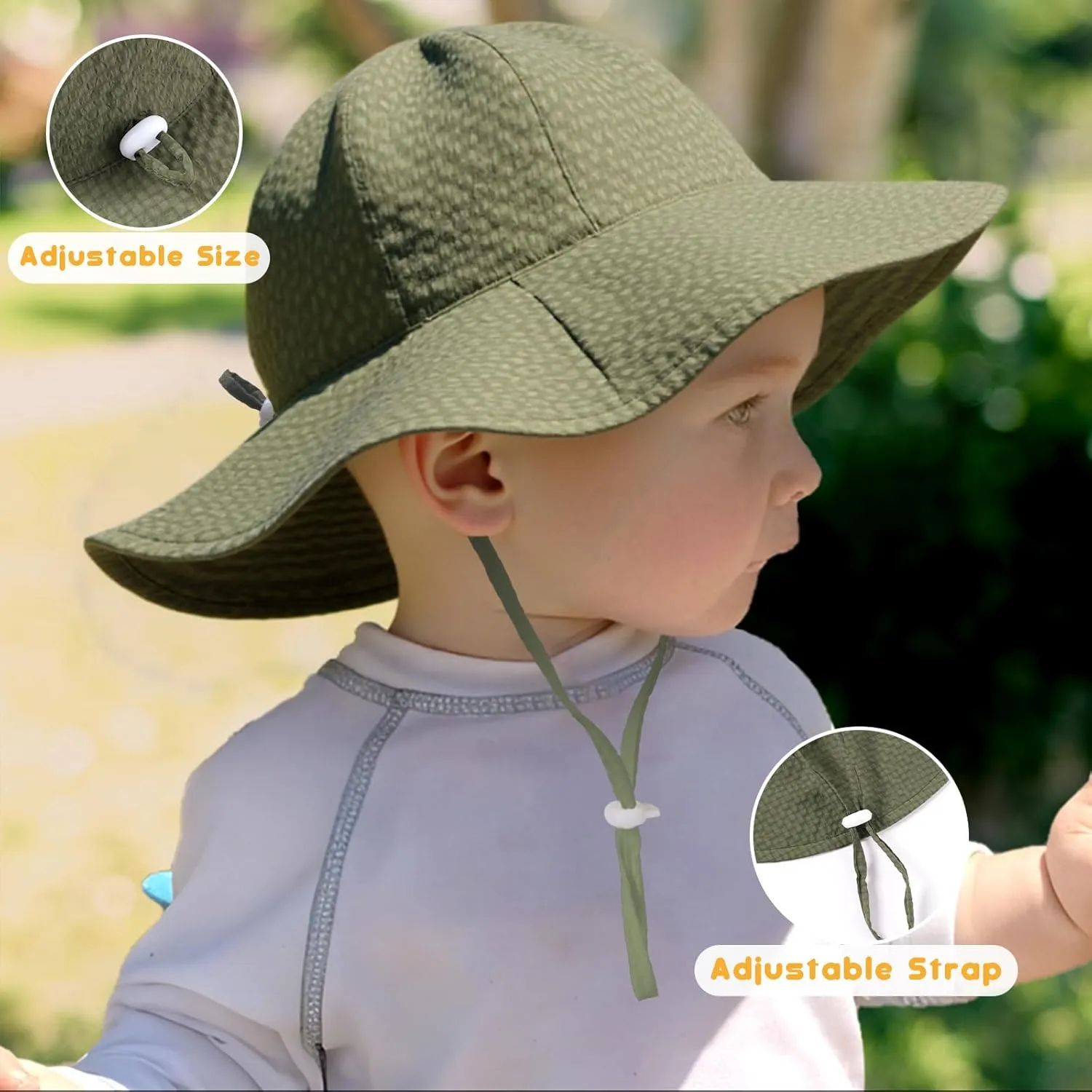 HONGTEYA Baby Sun Hat Toddler Girl Beach Hat Adjustable Outdoor Summer Hat UPF 50  Sun Protection Wide Brim Infant Kids