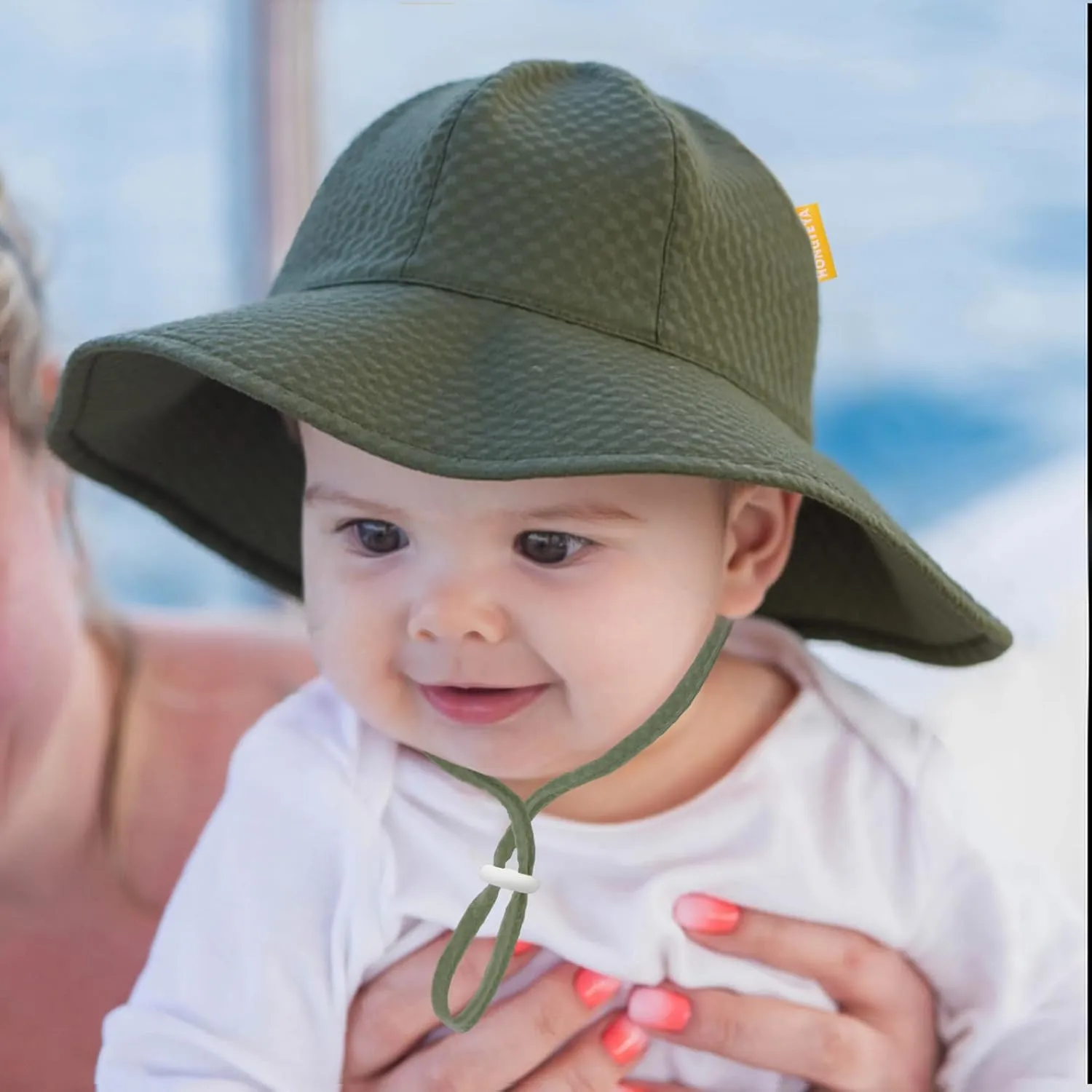 HONGTEYA Baby Sun Hat Toddler Girl Beach Hat Adjustable Outdoor Summer Hat UPF 50  Sun Protection Wide Brim Infant Kids