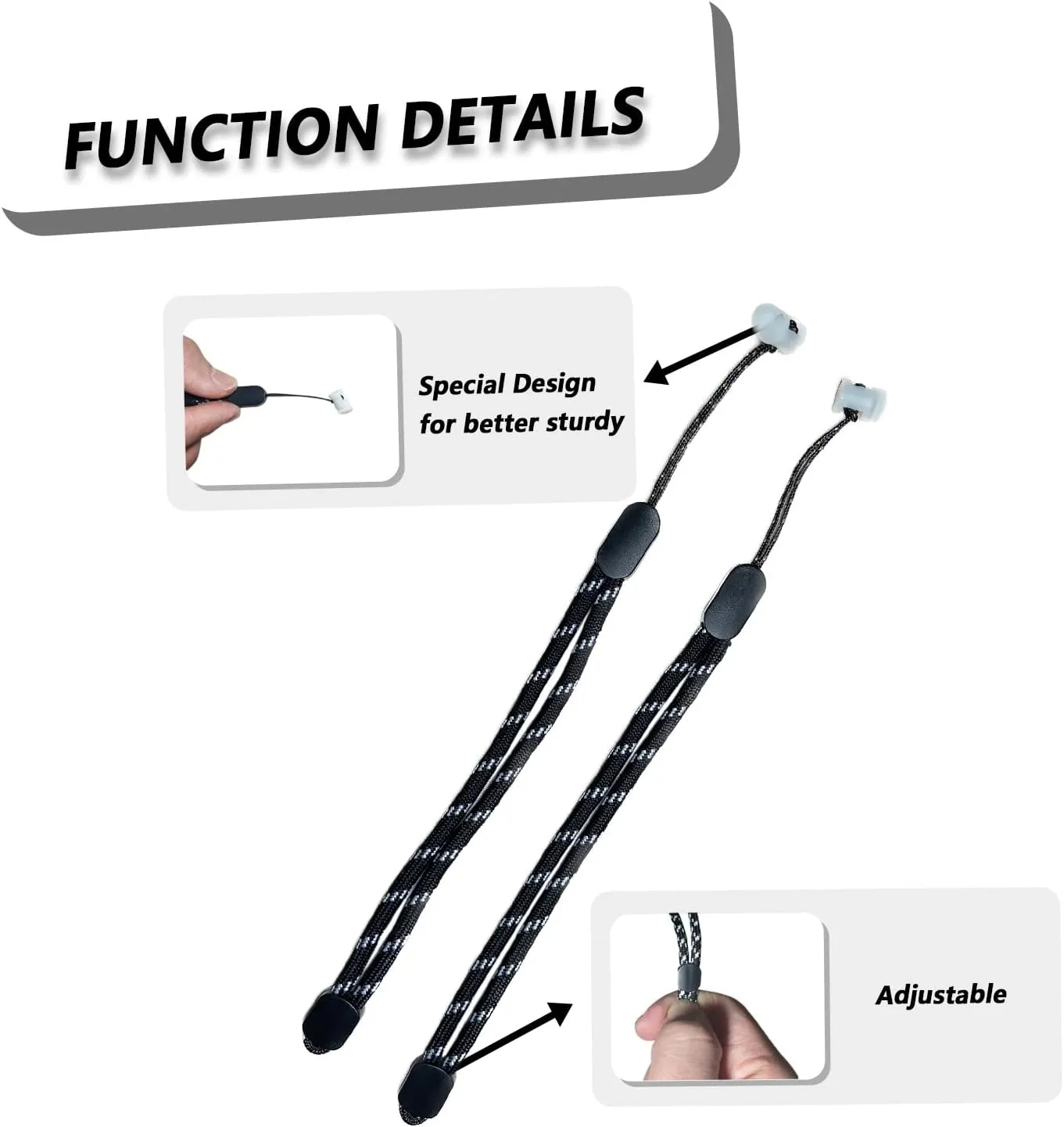 Improved Replacement Reflective Wrist Straps for Oculus Quest 2 Gen Controller, Sturdy Comfy Adjustable Hand Strap for Oculus, Easy Attach White Resin Stopper for Oculus Controllers