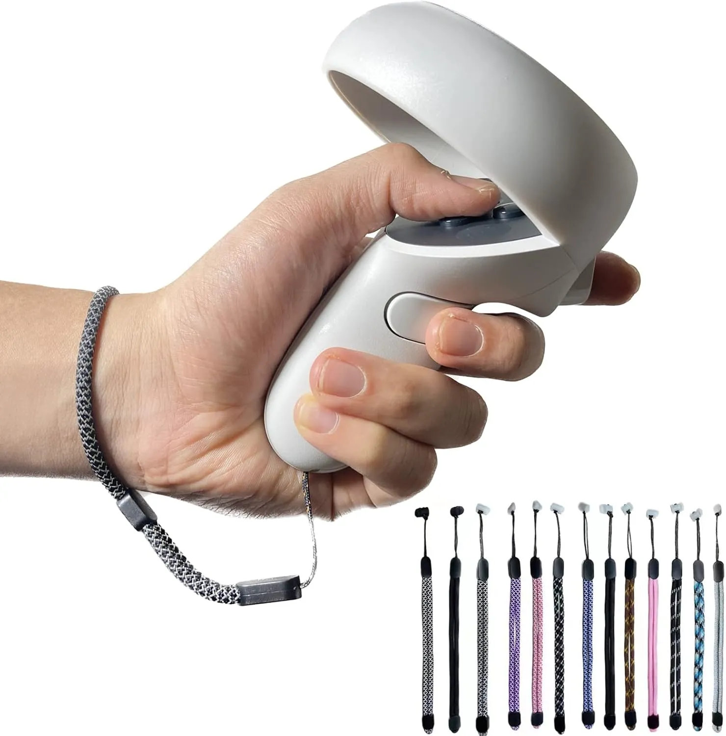 Improved Replacement Reflective Wrist Straps for Oculus Quest 2 Gen Controller, Sturdy Comfy Adjustable Hand Strap for Oculus, Easy Attach White Resin Stopper for Oculus Controllers