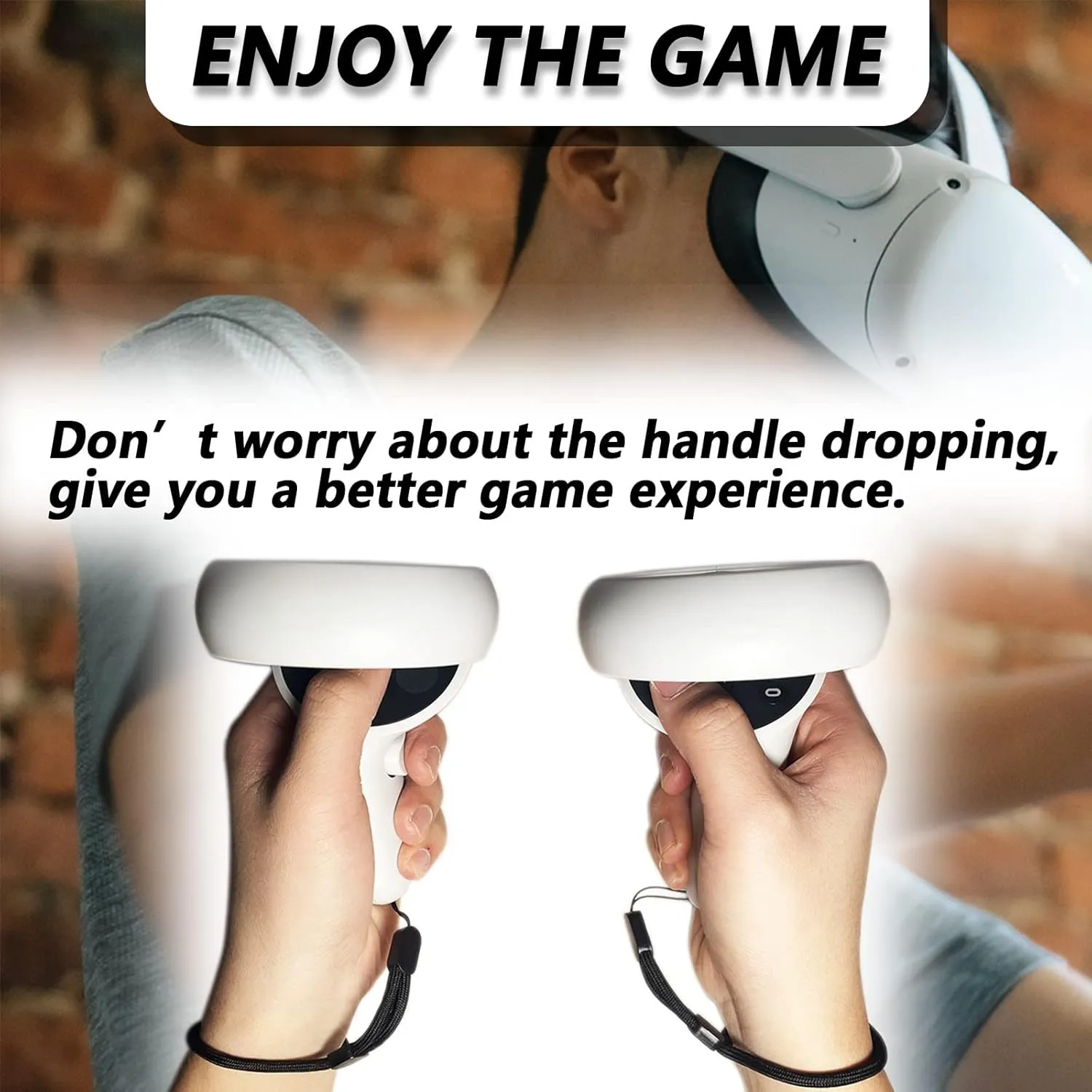Improved Replacement Reflective Wrist Straps for Oculus Quest 2 Gen Controller, Sturdy Comfy Adjustable Hand Strap for Oculus, Easy Attach White Resin Stopper for Oculus Controllers