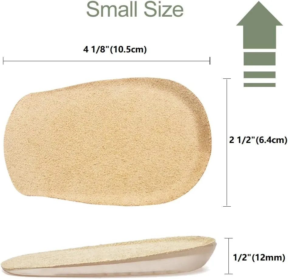 JKcare Gel Heel Lifts, 1/2 Inch Height Increase Insoles for Leg Length Discrepancy - Small Shoe Lifts for Women, Shoe Inserts Comfort Half Foot Pads for Heel Pain