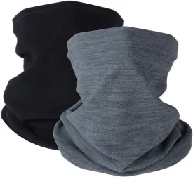 KGC 2 Pack Winter Neck Warmer Gaiter Fleece Windproof Face Mask Cover Cold Weather Scarf for Men & Women