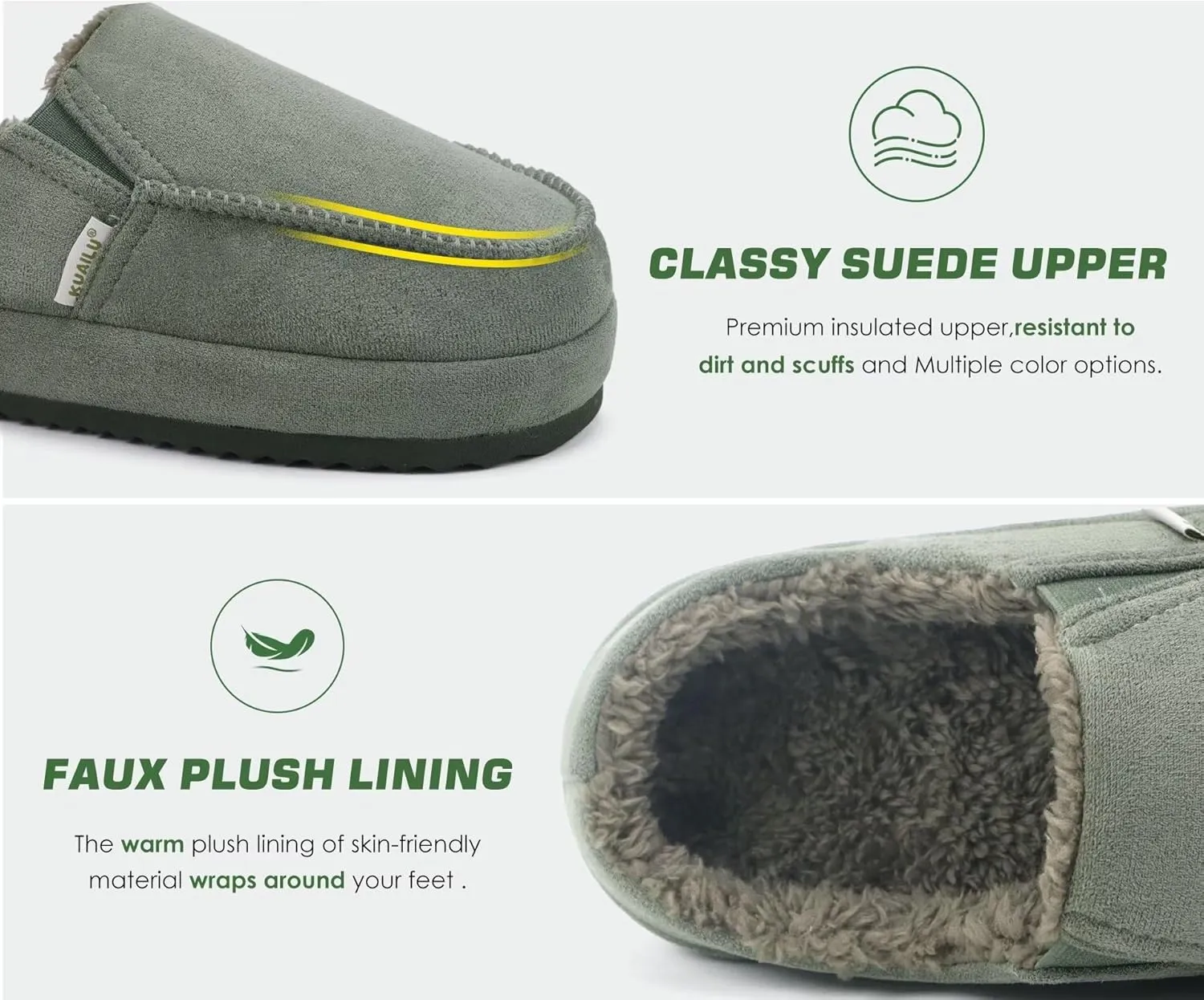 KuaiLu Womens Clog Slippers Cozy Warm Plush Lined With Suede Faux Fur House ladies Bedroom Slippers Comfortable Memory Foam Slip-on Womans Home Shoes Indoor Outdoor Thick Hard Sole