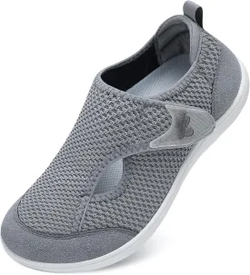 LeIsfIt Womens Wide Diabetic Shoes Adjustable Barefoot Walking Shoes Breathable Zero Drop Sneakers for Wide Width Arthritis Edema Feet Size 6-12