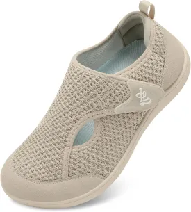 LeIsfIt Womens Wide Diabetic Shoes Adjustable Barefoot Walking Shoes Breathable Zero Drop Sneakers for Wide Width Arthritis Edema Feet Size 6-12