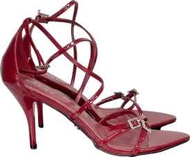 lipsy london Red High Heel Patent Embellished Buckle Multi Strap Party Sandals UK 7 EU 40 👠
