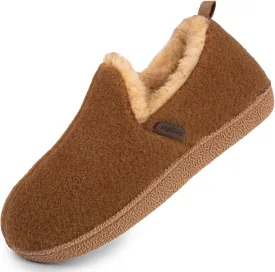 LongBay Women's Felt Bootie Slippers Warm Cozy Memory Foam Slipper Boots with Polar Fleece Lining Non Slip House Shoes Indoor Outdoor