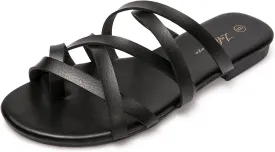 Luffymomo Women's Elastic Strap Flat Sandals Casual Summer Open Toe Sandal