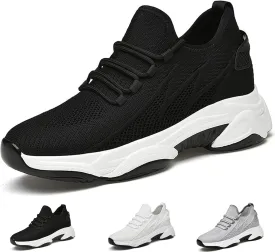 Men's Breathable Height Increase Sneakers, 2.36 in / 6 cm Stylish Invisible Wide Feet Increasing Shoes
