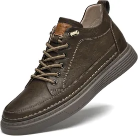 Men's Invisible Height Increasing Elevator Shoes 2.5 Inches Taller Height Sneakers Leather Casual Shoes with Breathable or Plush Lining