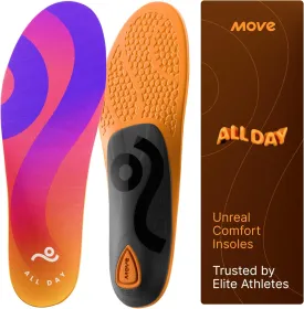 MOVE All Day Comfort Insole - Extra Plush Foam Insole for Stress Reduction on Feet, Knees, Back, Shock Absorbing, Walking, Foot Cushion, Comfort, Arch Support, and Work Boots (M9-9.5/W10.5-11)