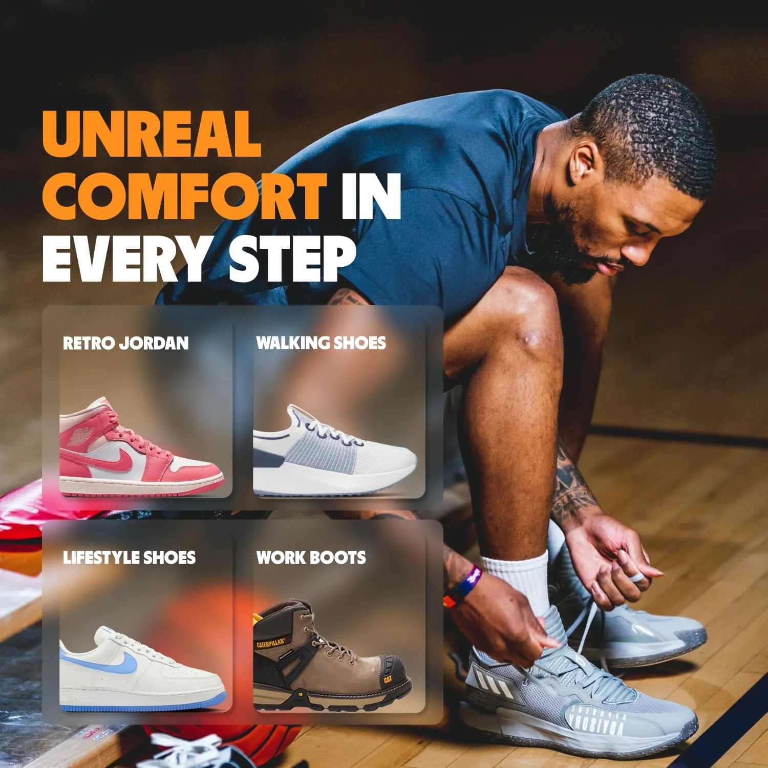 MOVE All Day Comfort Insole - Extra Plush Foam Insole for Stress Reduction on Feet, Knees, Back, Shock Absorbing, Walking, Foot Cushion, Comfort, Arch Support, and Work Boots (M9-9.5/W10.5-11)