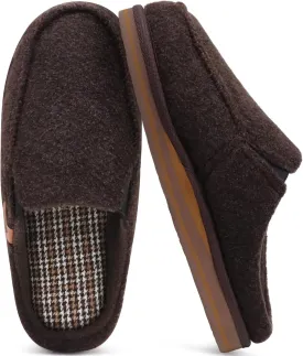 ONCAI Mens Clog Slippers with Arch Support Stripe Faux Fur Cotton-Blend High-Density Memory Foam Warm House Slippers Slip-on Indoor Outdoor Rubber Sole Size 7-16