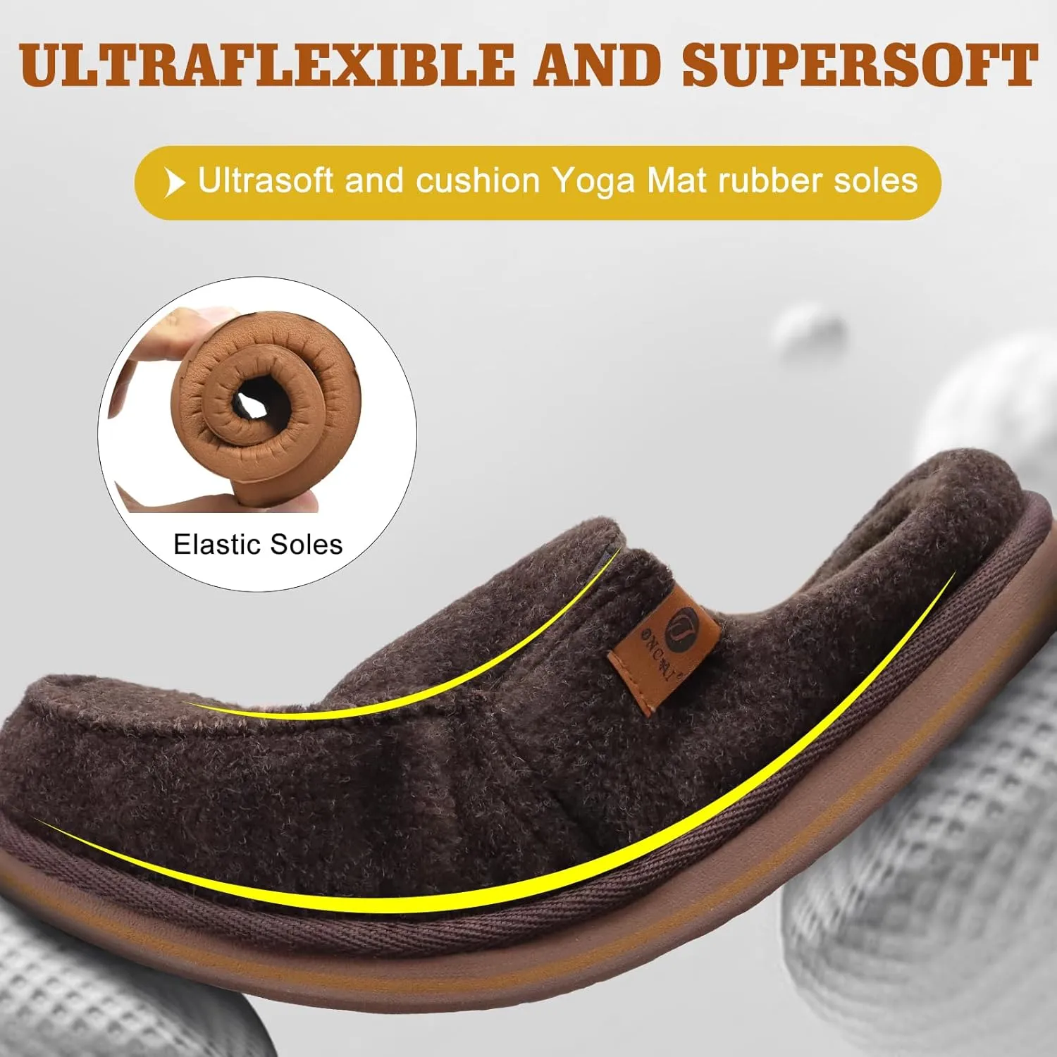 ONCAI Mens Clog Slippers with Arch Support Stripe Faux Fur Cotton-Blend High-Density Memory Foam Warm House Slippers Slip-on Indoor Outdoor Rubber Sole Size 7-16