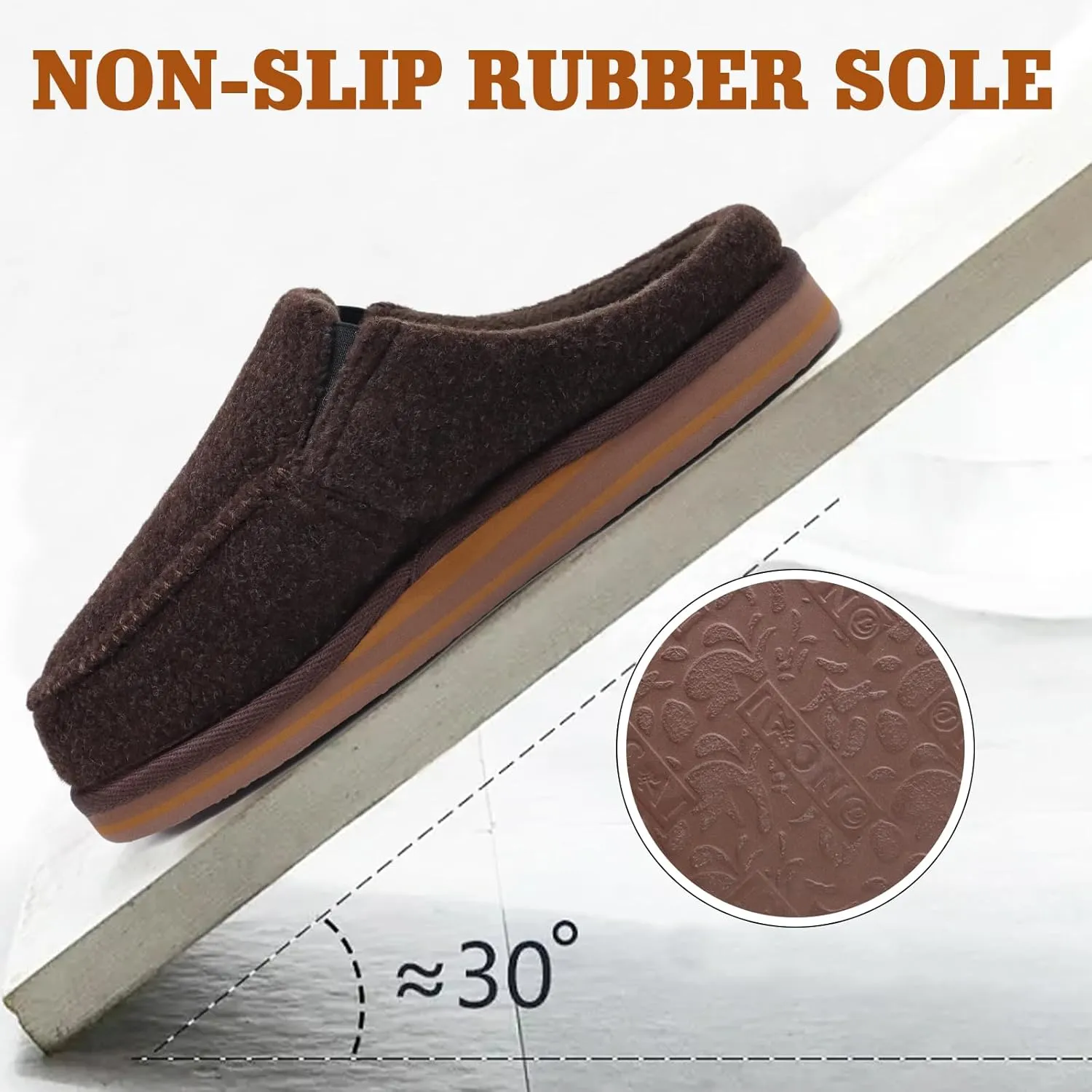 ONCAI Mens Clog Slippers with Arch Support Stripe Faux Fur Cotton-Blend High-Density Memory Foam Warm House Slippers Slip-on Indoor Outdoor Rubber Sole Size 7-16