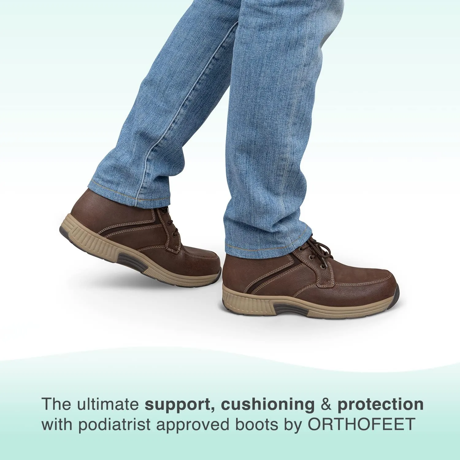 Orthofeet Men's Orthopedic Leather Highline Lace-Up Boots