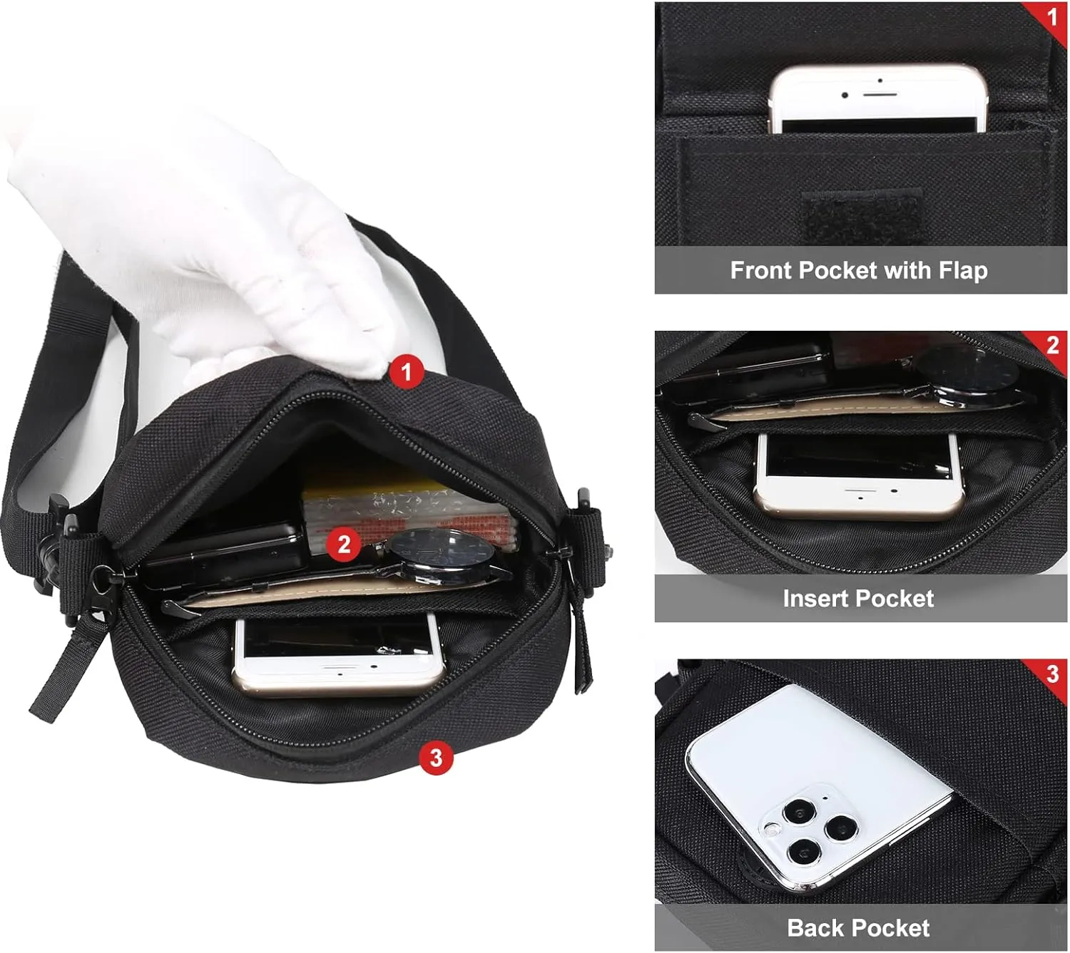 PAUBACK Crossbody Bag for Mens,Travel Passport Wallet Bag for Men for Cell Phone, Small Neck Pouch Side Shoulder Bag for Men