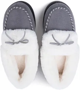 RockDove Women's Trapper Moc Fuzzy Plush Faux Fur Memory Foam Slipper