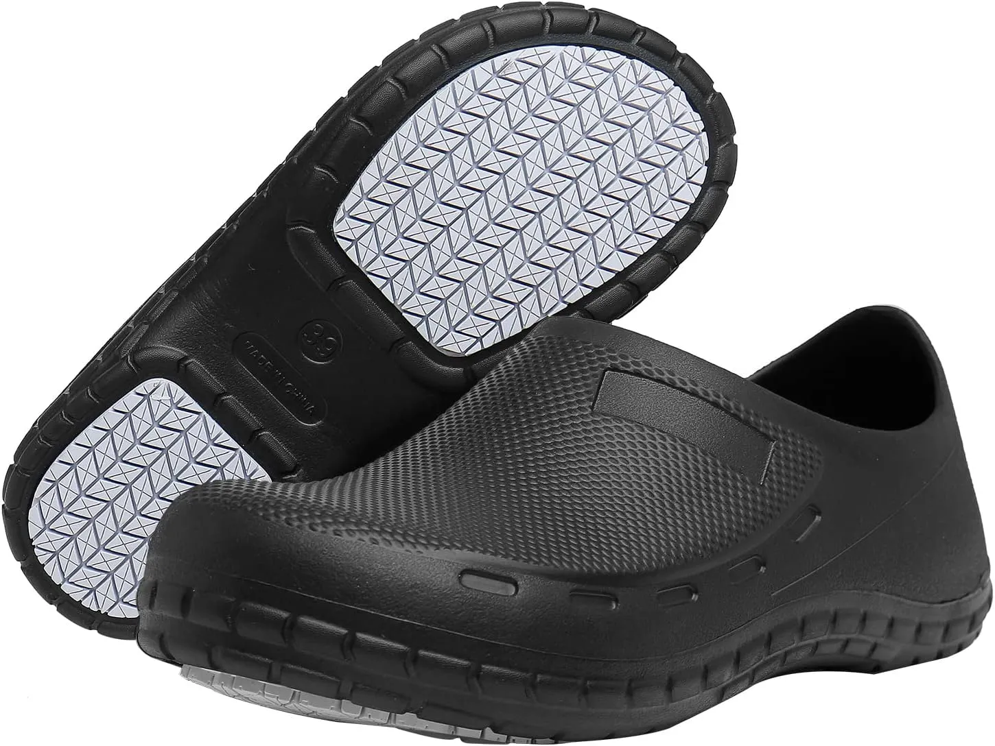 scecocrs Men Non Slip Work Shoes, Waterproof Chef Shoes, Food Service Shoes for Restaurant, Oil Resistant Kitchen Work Clogs