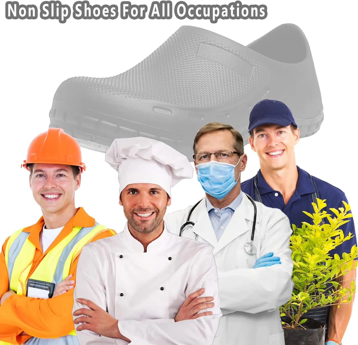 scecocrs Men Non Slip Work Shoes, Waterproof Chef Shoes, Food Service Shoes for Restaurant, Oil Resistant Kitchen Work Clogs