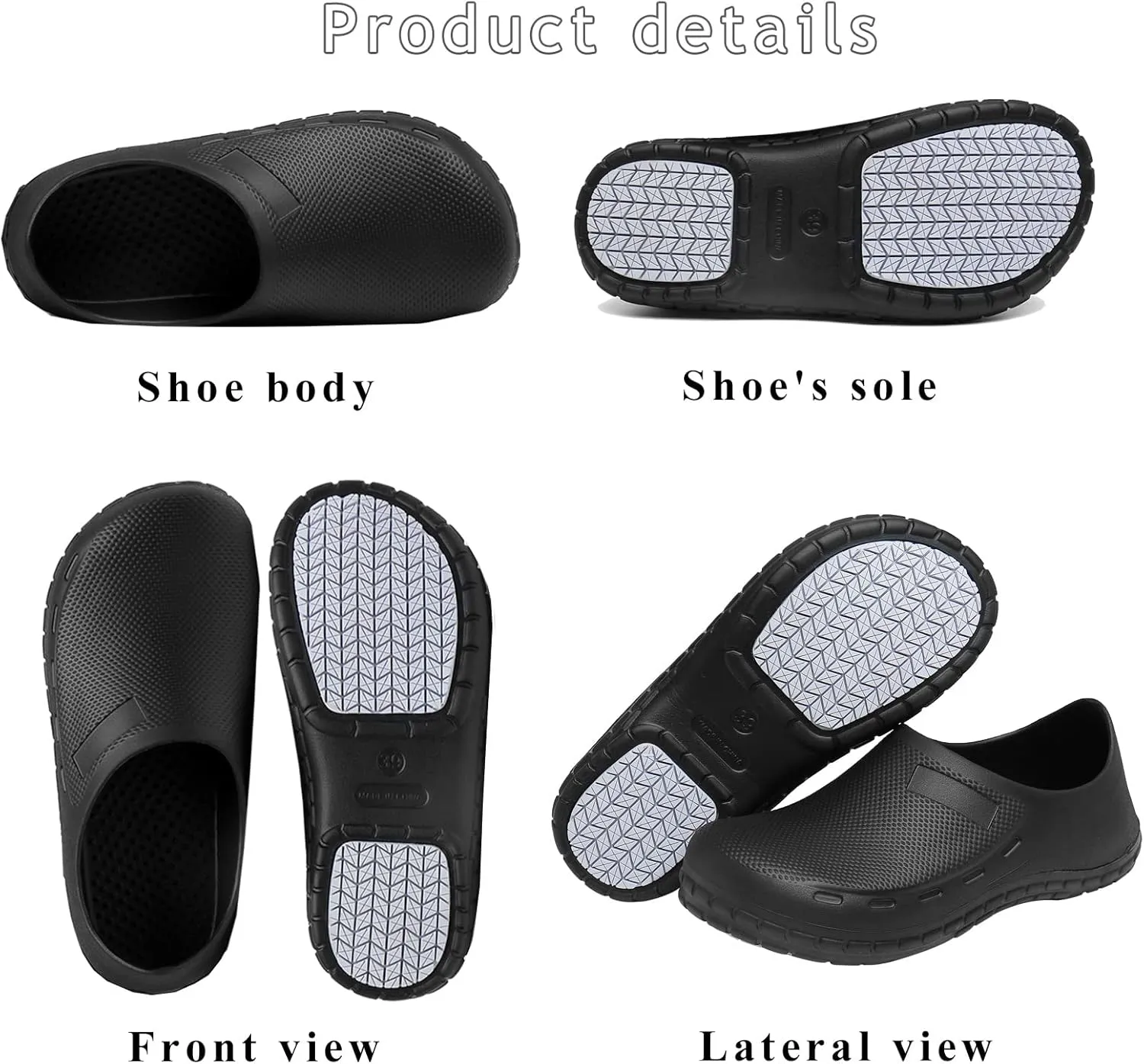 scecocrs Men Non Slip Work Shoes, Waterproof Chef Shoes, Food Service Shoes for Restaurant, Oil Resistant Kitchen Work Clogs