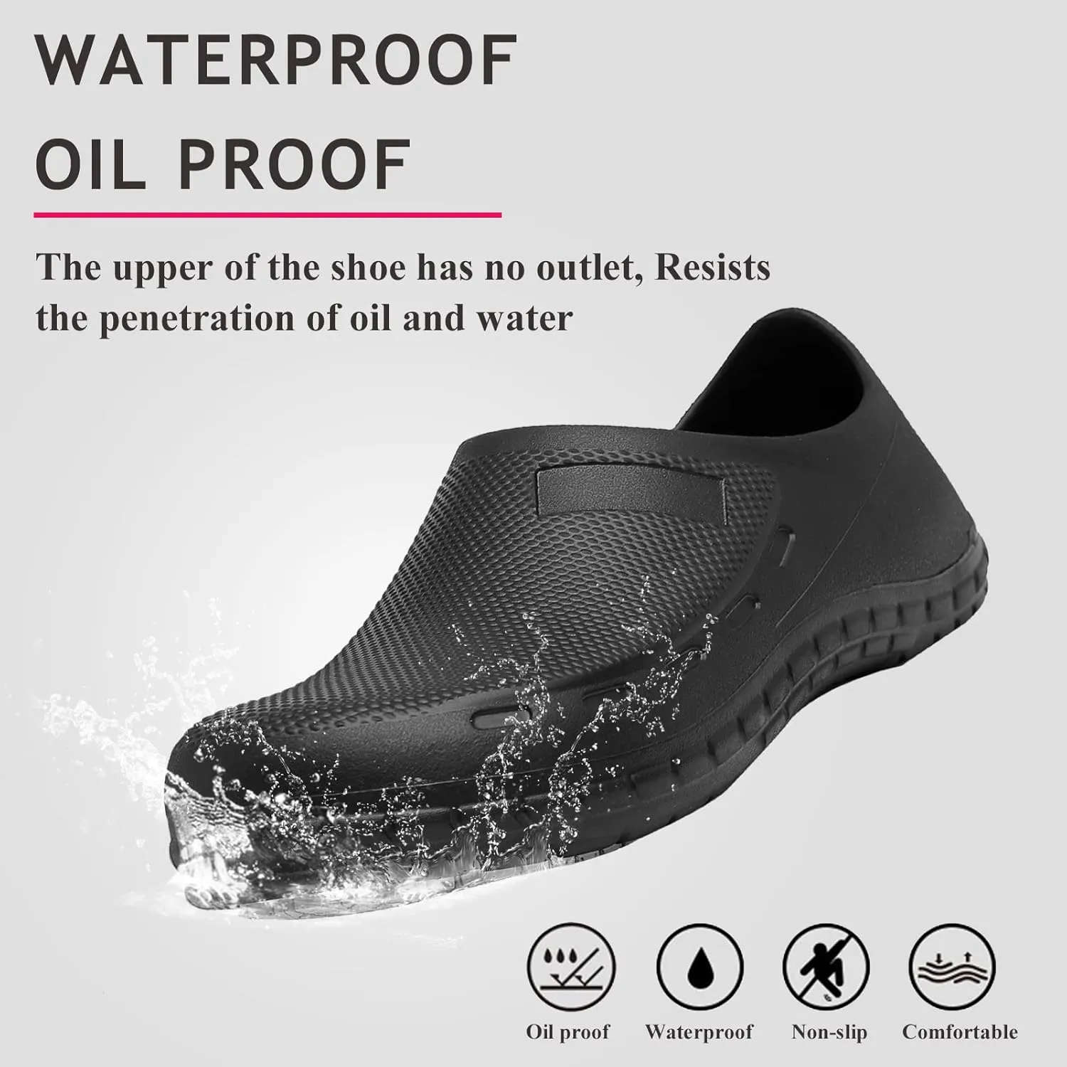 scecocrs Men Non Slip Work Shoes, Waterproof Chef Shoes, Food Service Shoes for Restaurant, Oil Resistant Kitchen Work Clogs