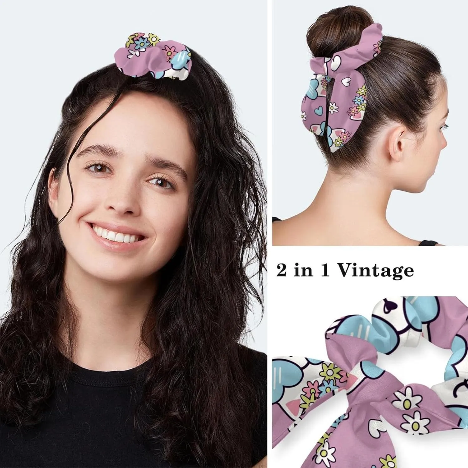 Scrub Cap with Scrunchies, Rainbow Working Hat Hair Cover, Elastic Bandage Tie Back Hats for Women