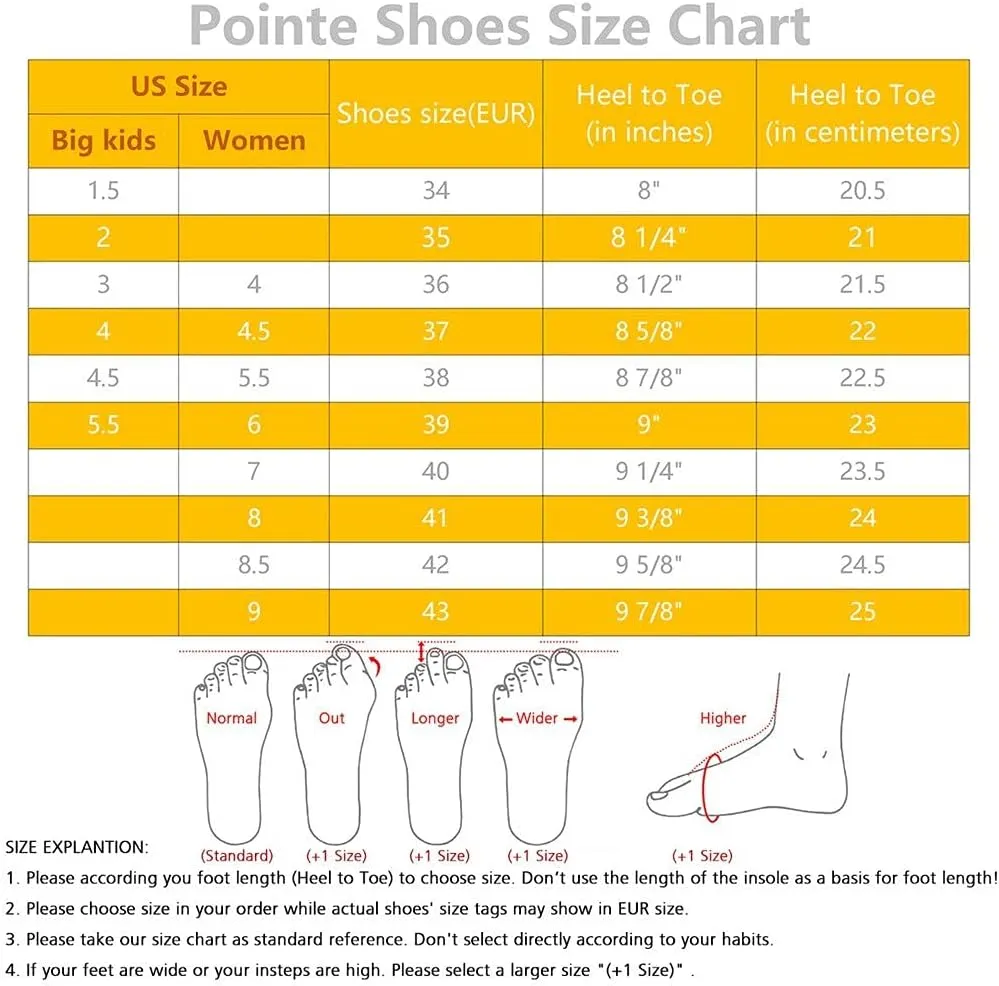 SHOLING Professional Women's Pointe Shoes for Girls with Toe Pads