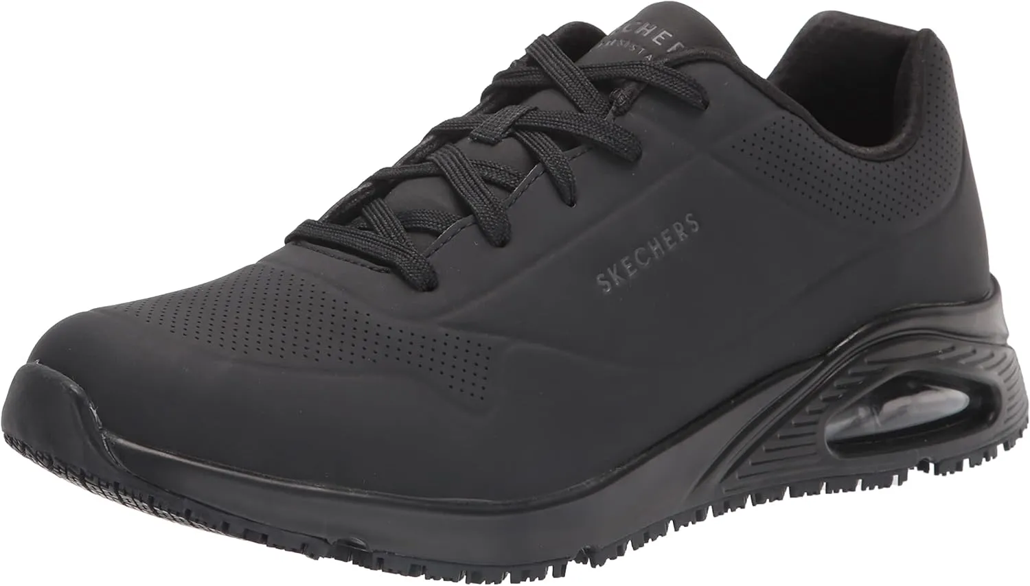Skechers Men's Work Uno SR Sutal Lace Up Skech AIR 200054 P Food Service Shoe, Black, 10.5