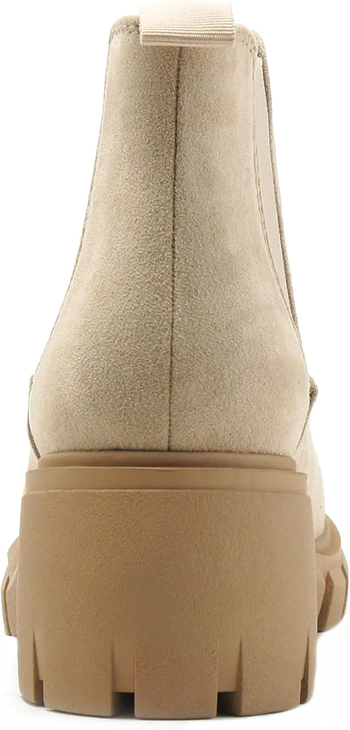 Soda PIONEER ~ Women Lug Sole Mid Heel Chelsea Fashion Ankle Bootie w/Double Elastic Gore