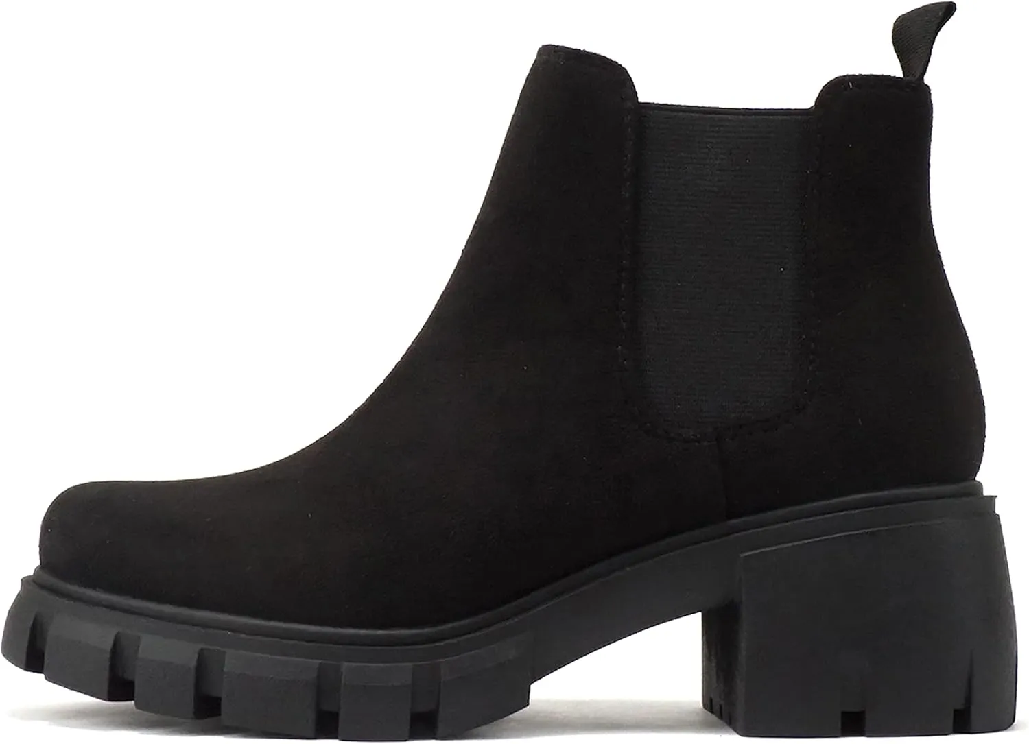 Soda PIONEER ~ Women Lug Sole Mid Heel Chelsea Fashion Ankle Bootie w/Double Elastic Gore