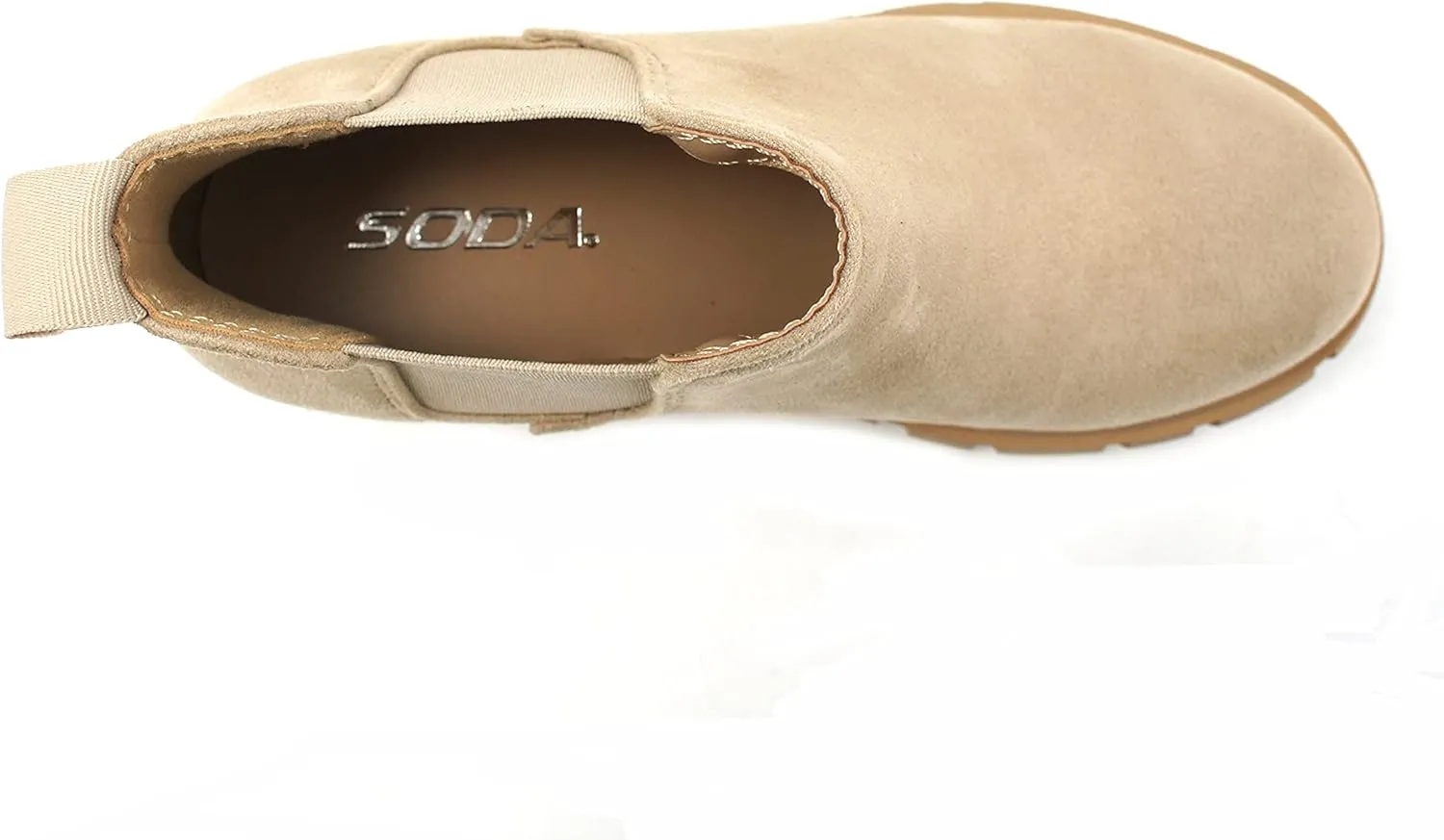 Soda PIONEER ~ Women Lug Sole Mid Heel Chelsea Fashion Ankle Bootie w/Double Elastic Gore