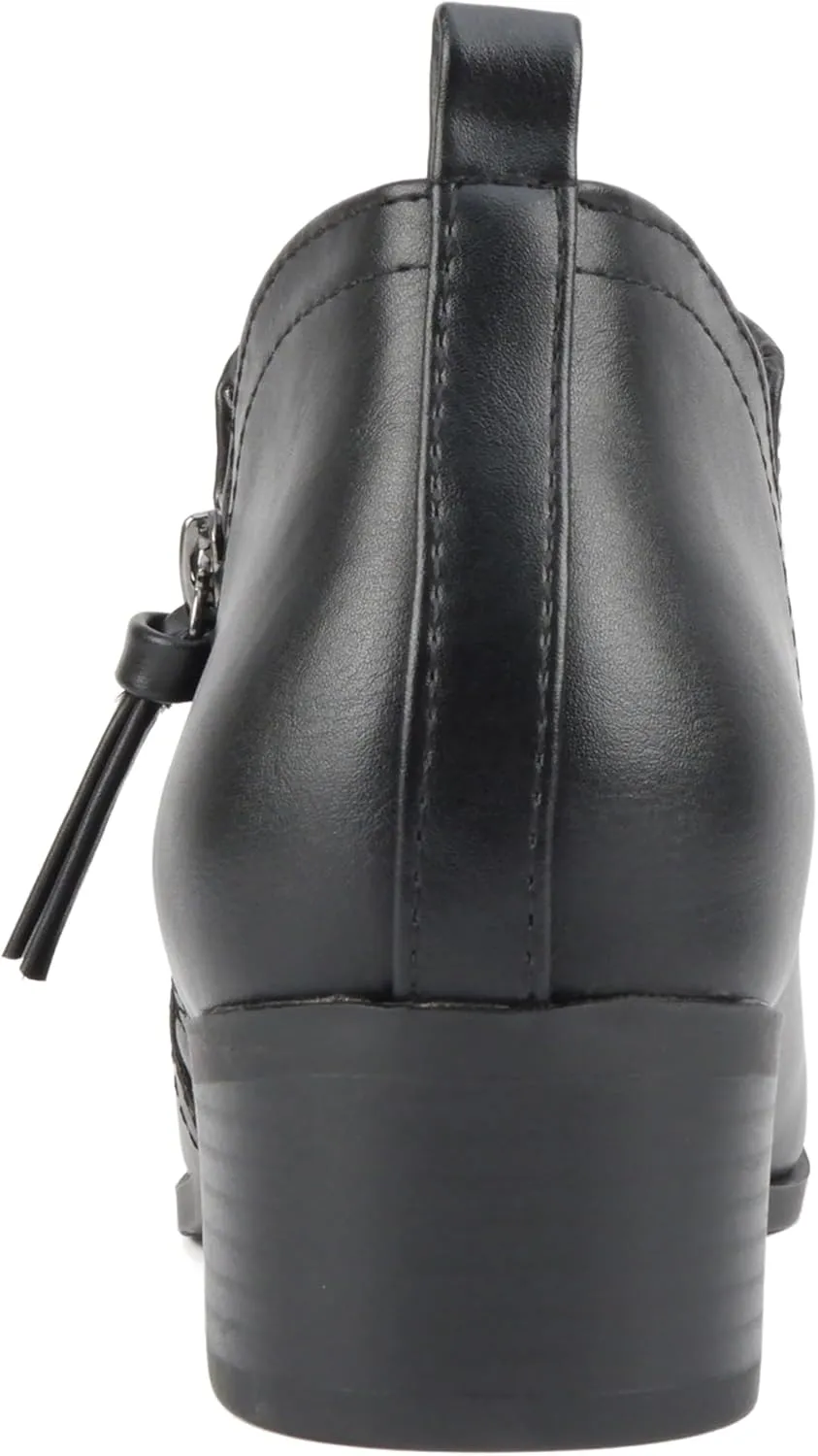 Soda ZAYNE ~ Women Round Toe Elastic Side Gore Side Zipper Pull Tab Low Heel Ankle Boot Bootie