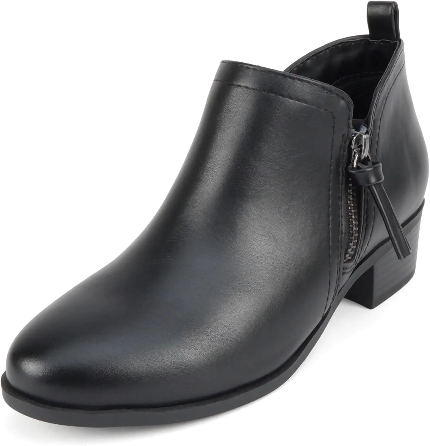 Soda ZAYNE ~ Women Round Toe Elastic Side Gore Side Zipper Pull Tab Low Heel Ankle Boot Bootie