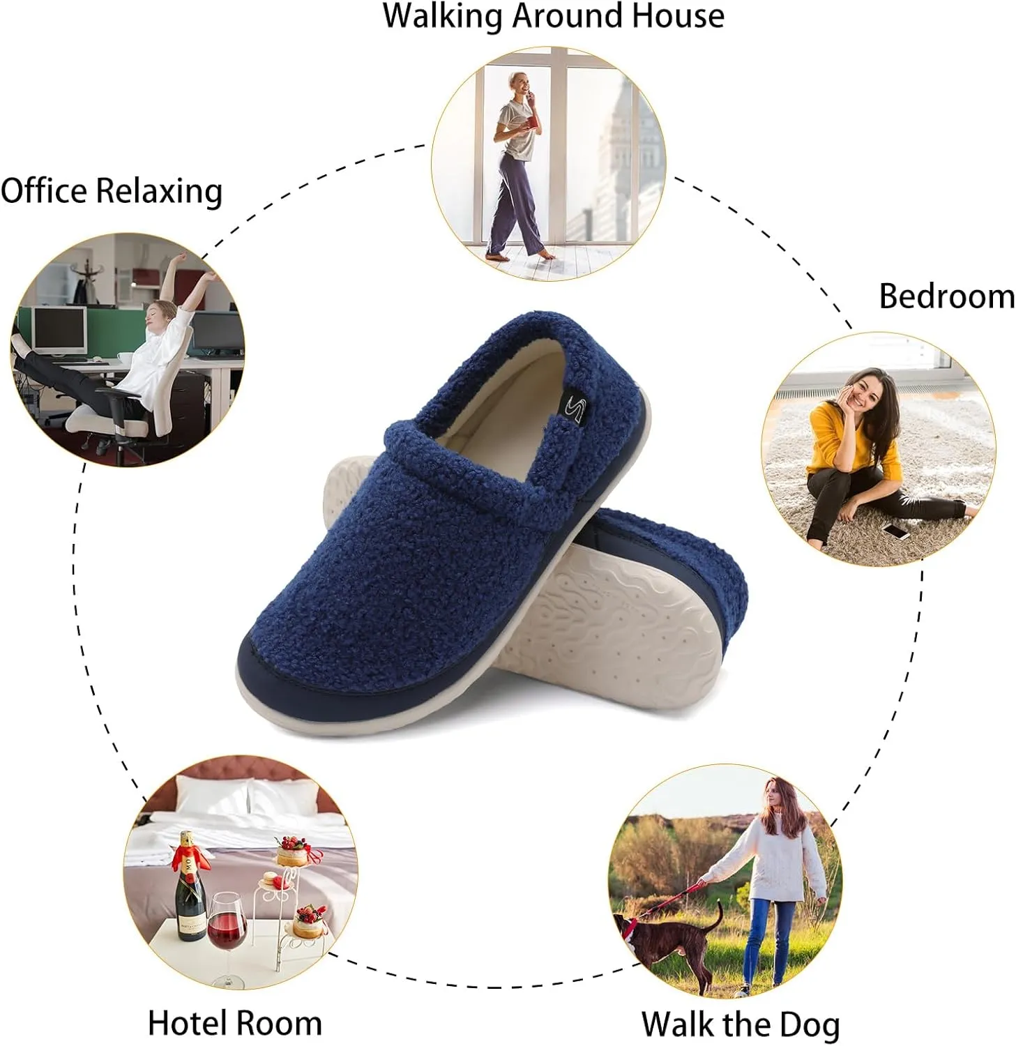 Spesoul Cozy House Slippers for Women Men Fuzzy Indoor House Shoes Warm Home Slipper Socks Outdoor Moccasin Slippers Sneakers Closed Back Lightweight Barefoot for Bedroom Office Travel