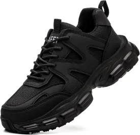 Steel Toe Shoes for Women Men Wide Non Slip Composite Work Sneakers Indestructible Comfortable Safety Tennis Shoes Lightweight Breathable Construction Sneakers Puncture Proof Ergonomic Design